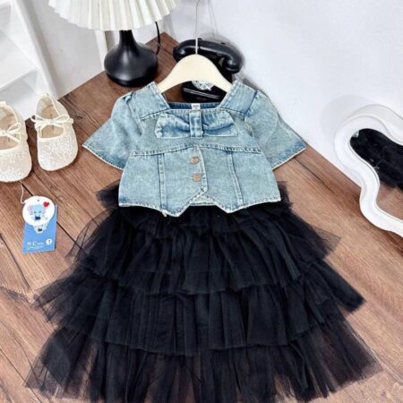 Denim Jean + black skirt