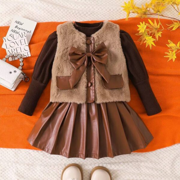 3 piece leather skirt set