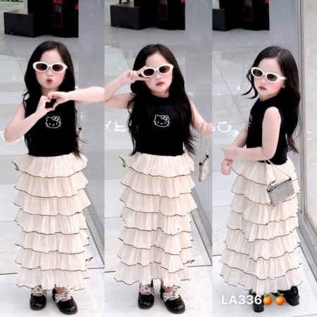 Black and cream gown