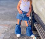 Tan top and fancy jean set
