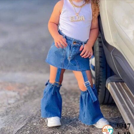 Tan top and fancy jean set