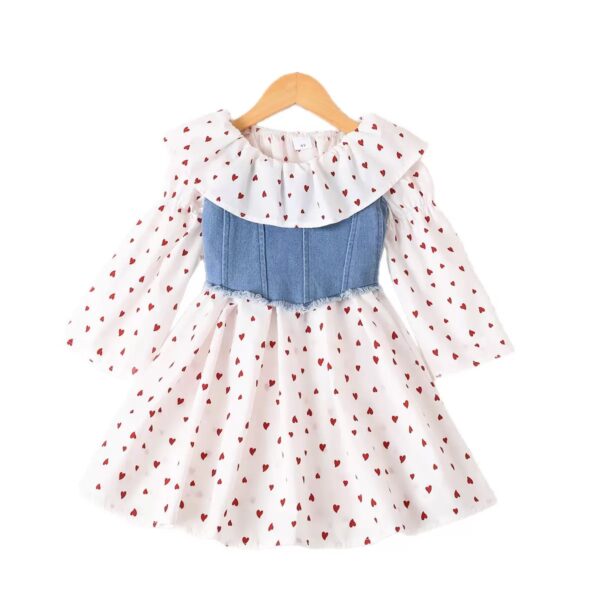 Printed long sleeve dress plus denim