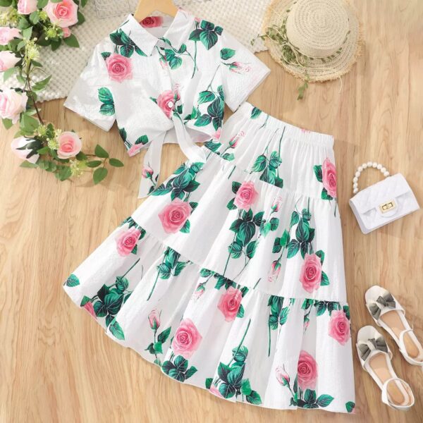 Flower print skirt set