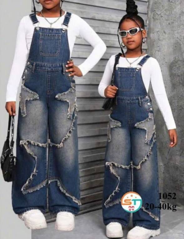 Blue dungarees and white inner set