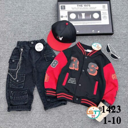3 piece red and black jacket set