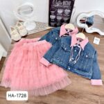 2 piece jacket and pink skirt set
