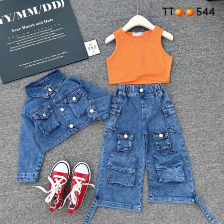 3 piece orange top set