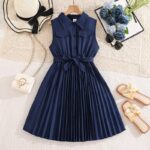 Blue dress with belt