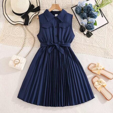 Blue dress with belt