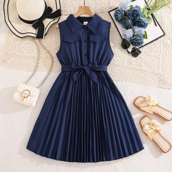 Blue dress with belt
