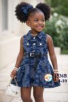 Unique denim gown with belt