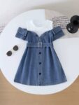 Denim slip shoulder gown