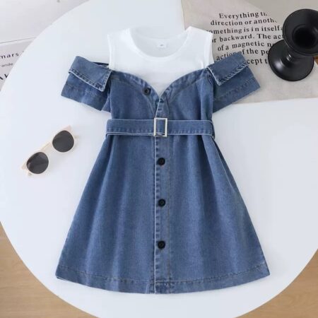 Denim slip shoulder gown
