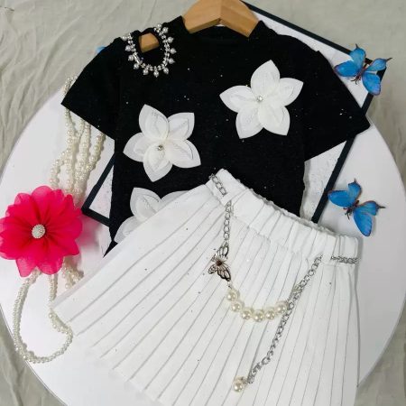 Elegant floral top and skirt set