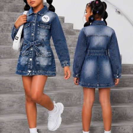 Denim long sleeve gown