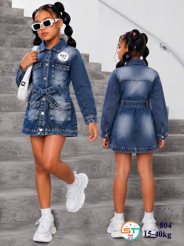 Denim long sleeve gown