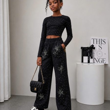 Long sleeve stone top 2 piece set
