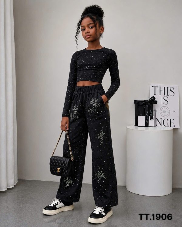 Long sleeve stone top 2 piece set