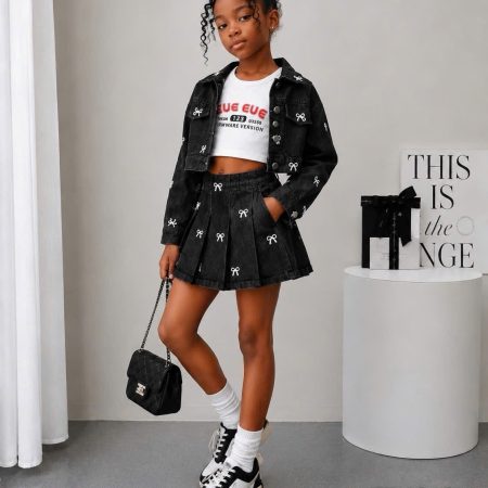 3 piece bow skirt set