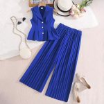 Pleated wide leg pant set