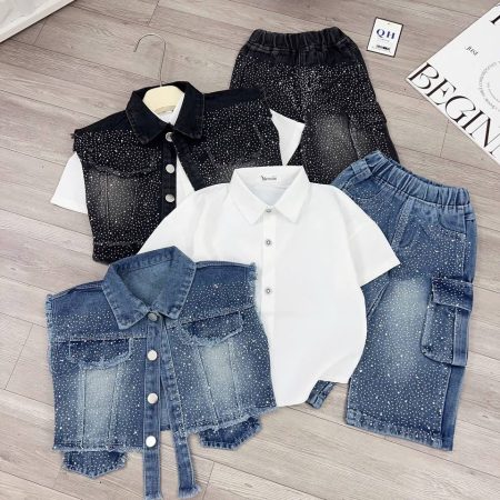 White shirt 3 piece stone set