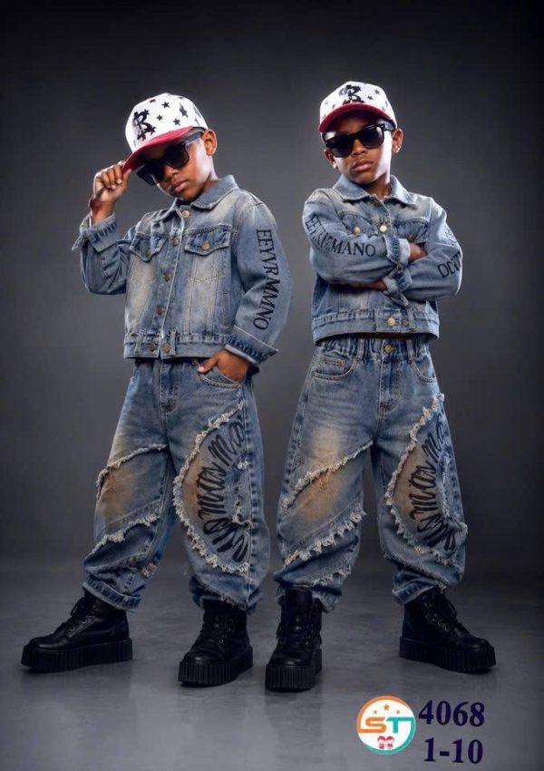 Denim jacket and wide leg pant