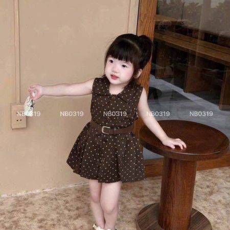 Poke dot gown with belt set