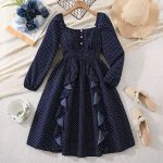 Poka dot long sleeve princess dress