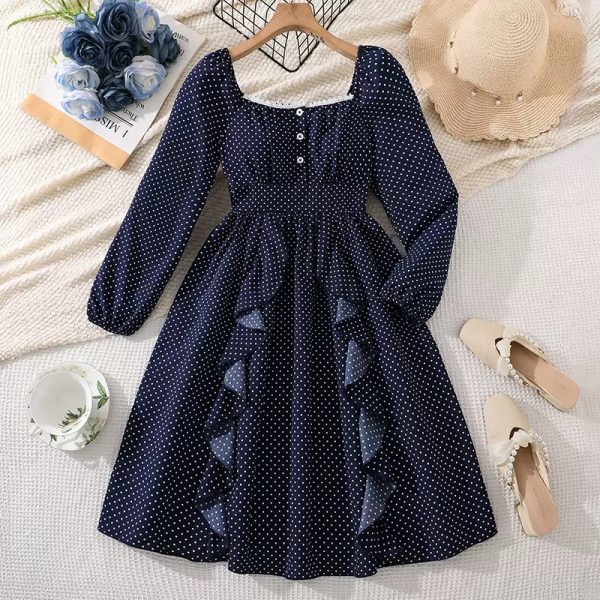 Poka dot long sleeve princess dress