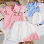 Shirt and pleated skirt set