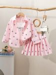 3 piece bow pleated skirt set